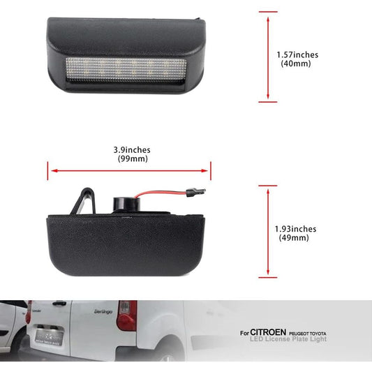 Éclairage LED Plaque d'Immatriculation - Citroën, Peugeot, Opel, Toyota