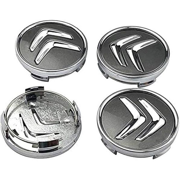 4x Cache Moyeu Citroen 60mm Gris Logo Centre Roue jante Embleme