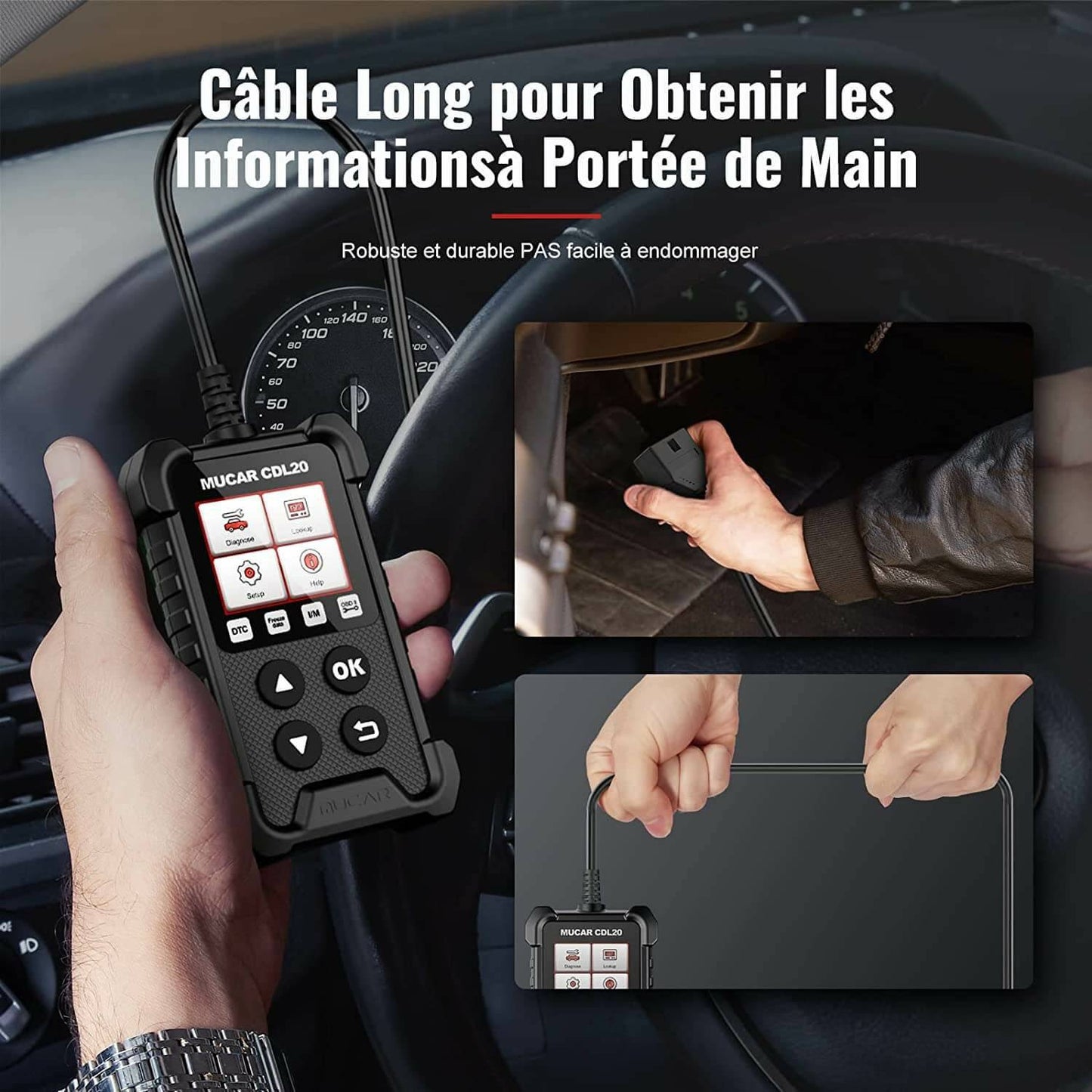 Outils de diagnostique MUCAR CDL20 Obd2 voiture ELM327