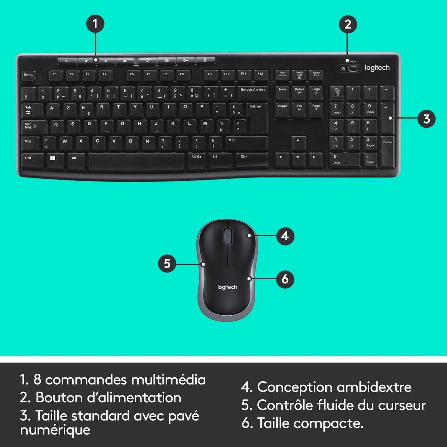 Clavier + Souris Sans fil Logitech MK270 Wireless Desktop