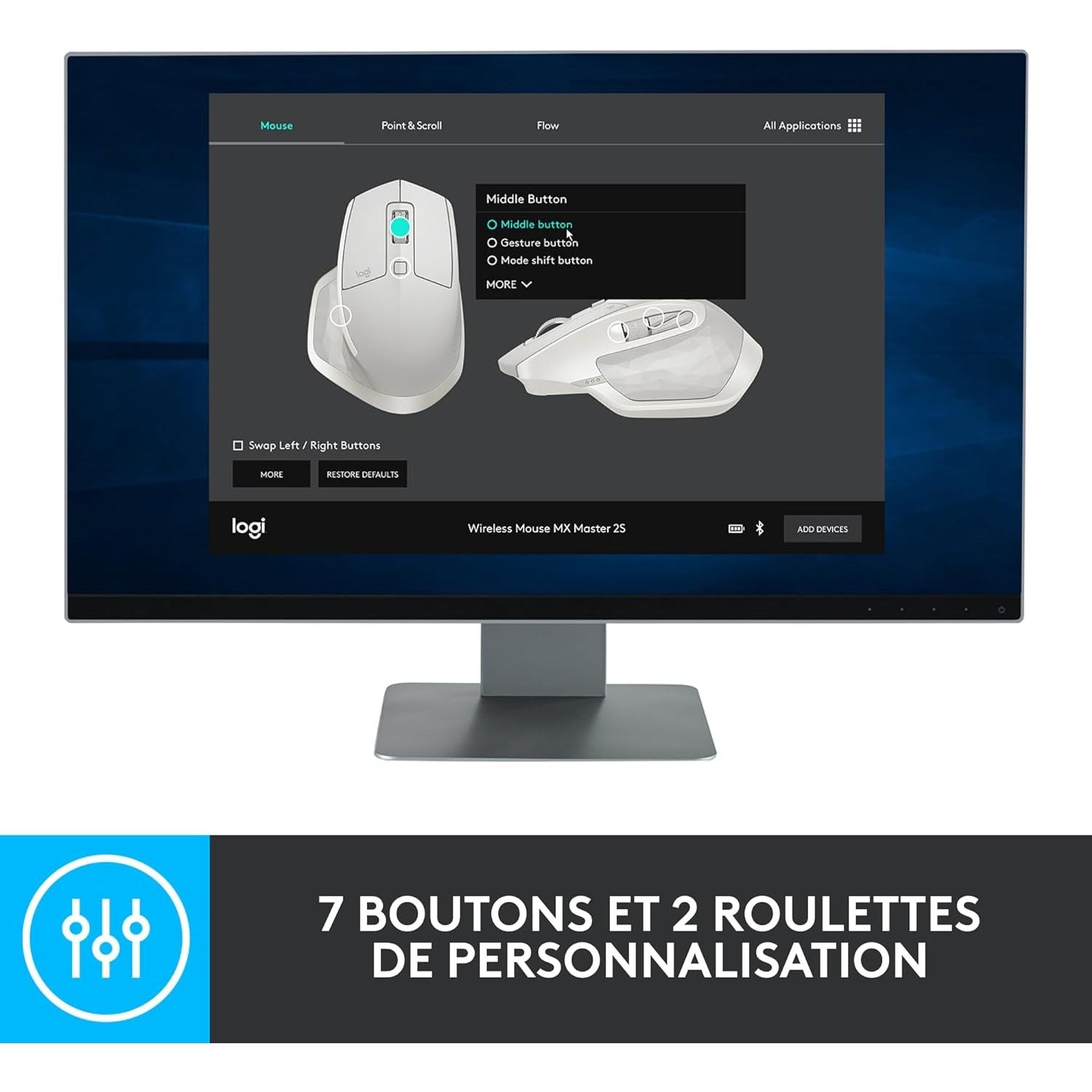 Souris LOGITECH SANS FIL MX Master 2S Bluetooth Edition