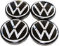 4x Cache Moyeu Volkswagen 5H0601171 Jante Centre De Roue VW 66mm noir et chromé Neuf
