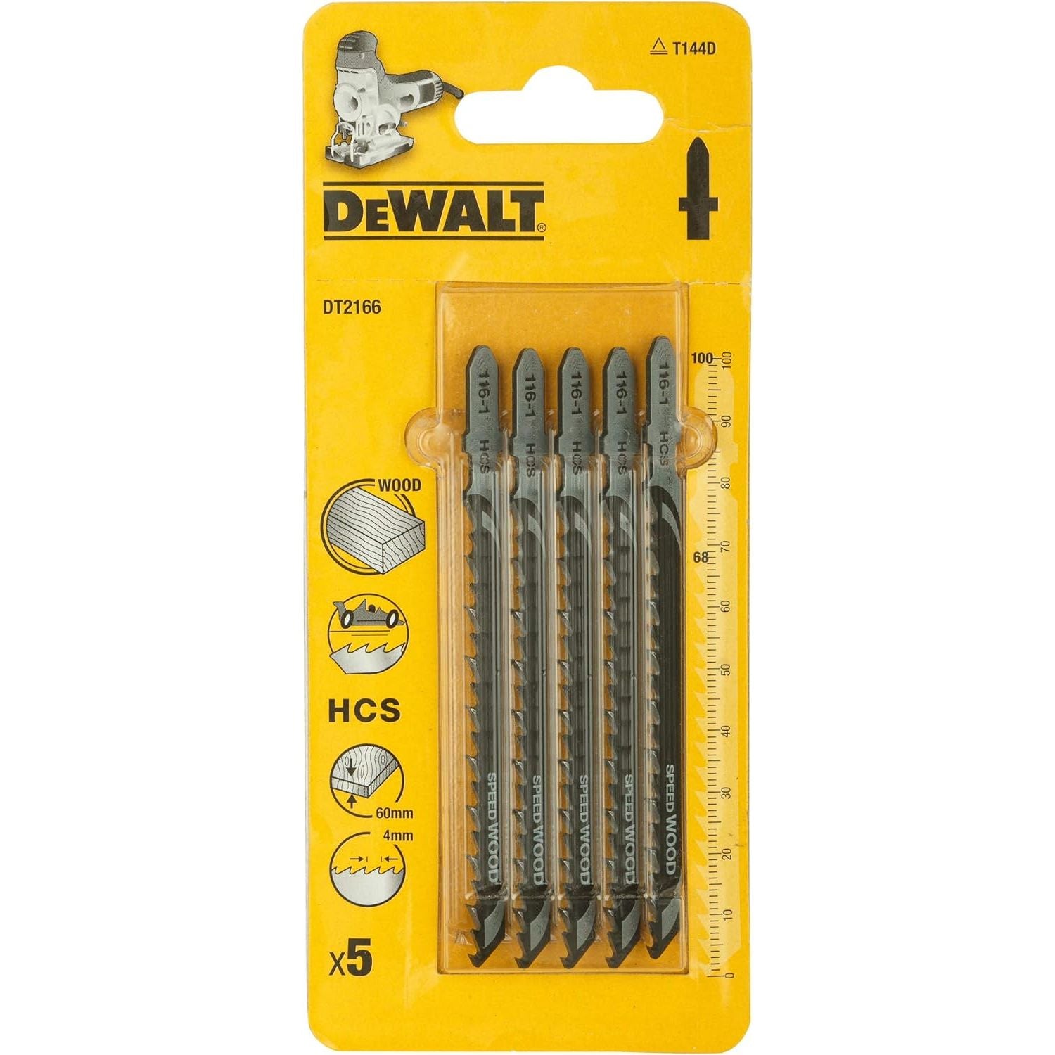 Lames scie sauteuse HCS (T144D) (5 pièces) coupe 60mm DEWALT | DT2166