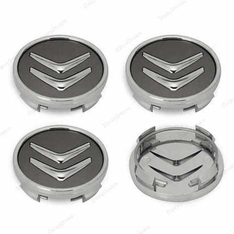 4x Cache Moyeu Citroen 60mm Gris Logo Centre Roue jante Embleme