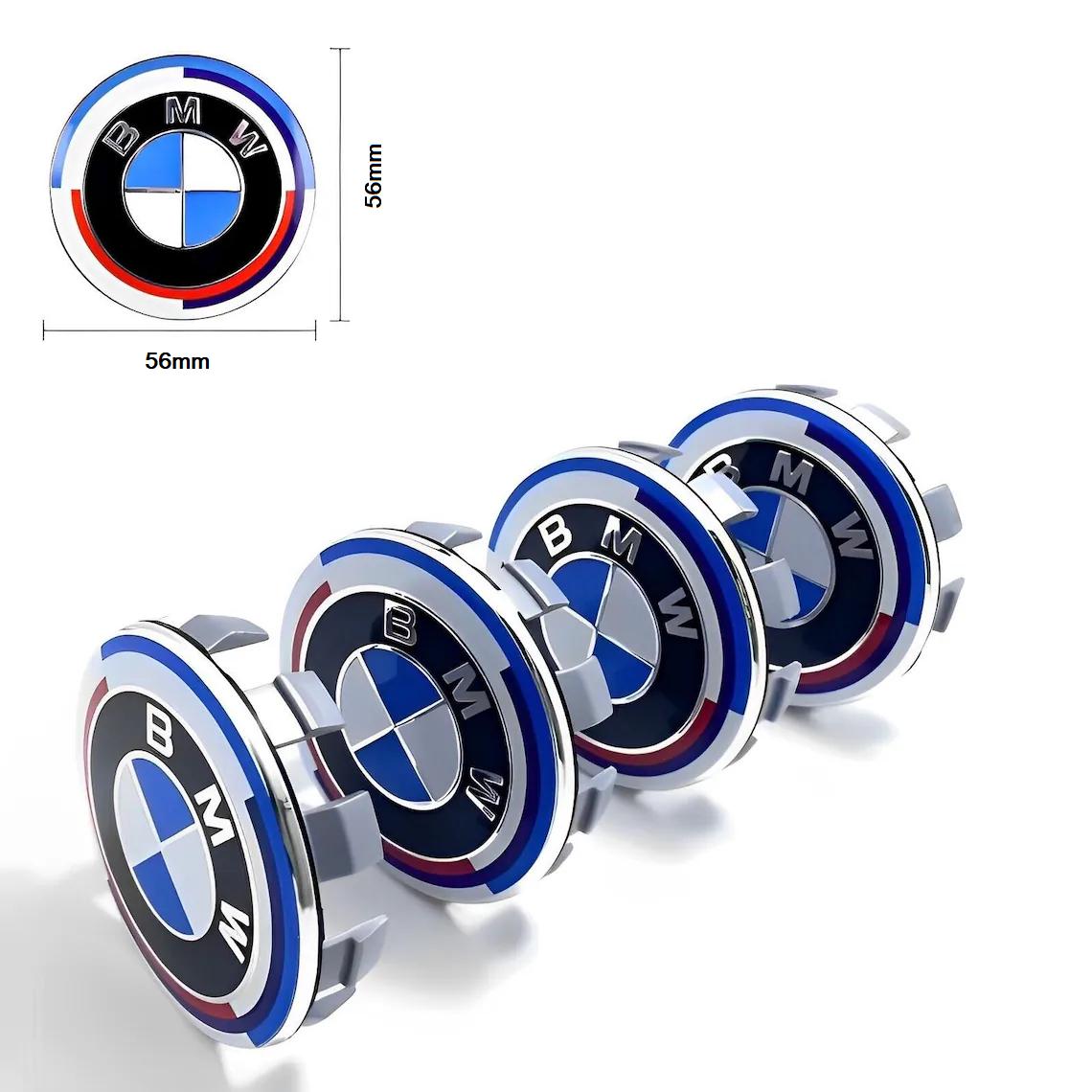 4x Centre Roue BMW Édition 50e Anniversaire 56mm Cache Moyeu Jante Auto à Clipser