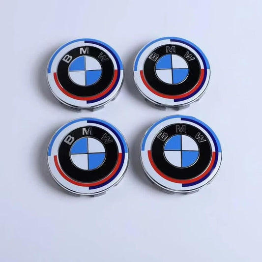 4x Centre Roue BMW Édition 50e Anniversaire 68mm Cache Moyeu Jante Auto à Clipser