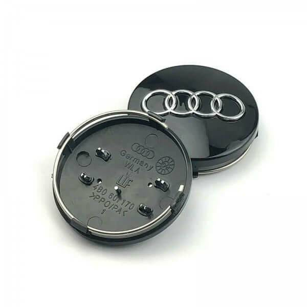 4x Centres de Roue Gris / Chromé 68mm Diamétre Emblème Audi Cache Moyeu De  Roue.