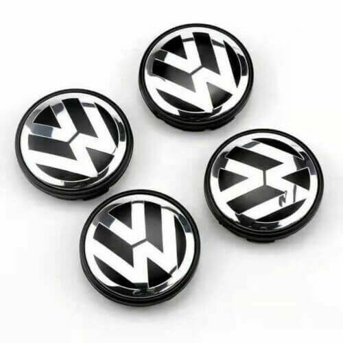 4x Cache Moyeu Volkswagen Jante Centre De Roue enjoliveur VW 65mm noir et chromé Neuf