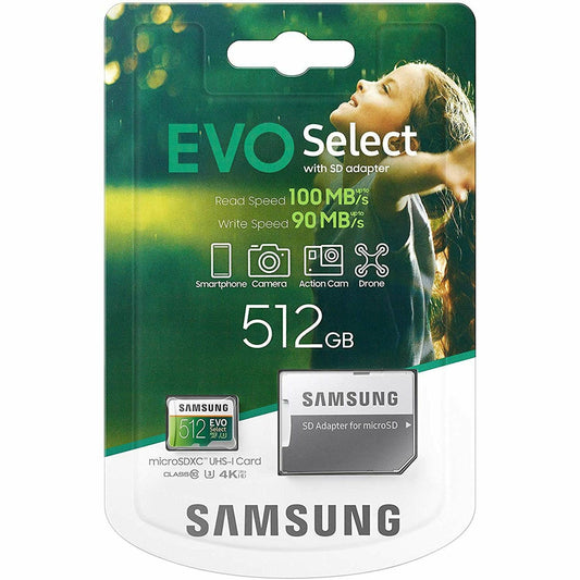 Carte micro SDXC 512 GB Samsung EVO Select + Adaptateur