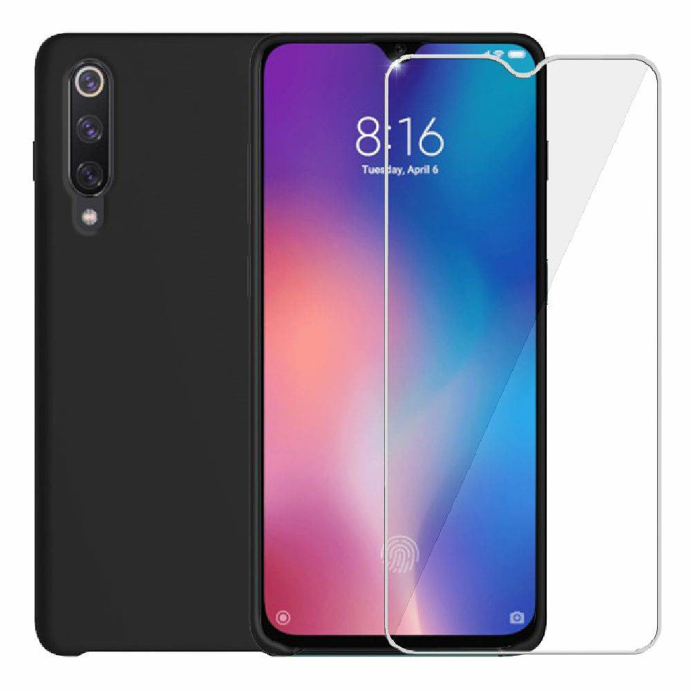 Pack Ibroz Xiaomi Mi 9 SE Coque noir + Verre trempe