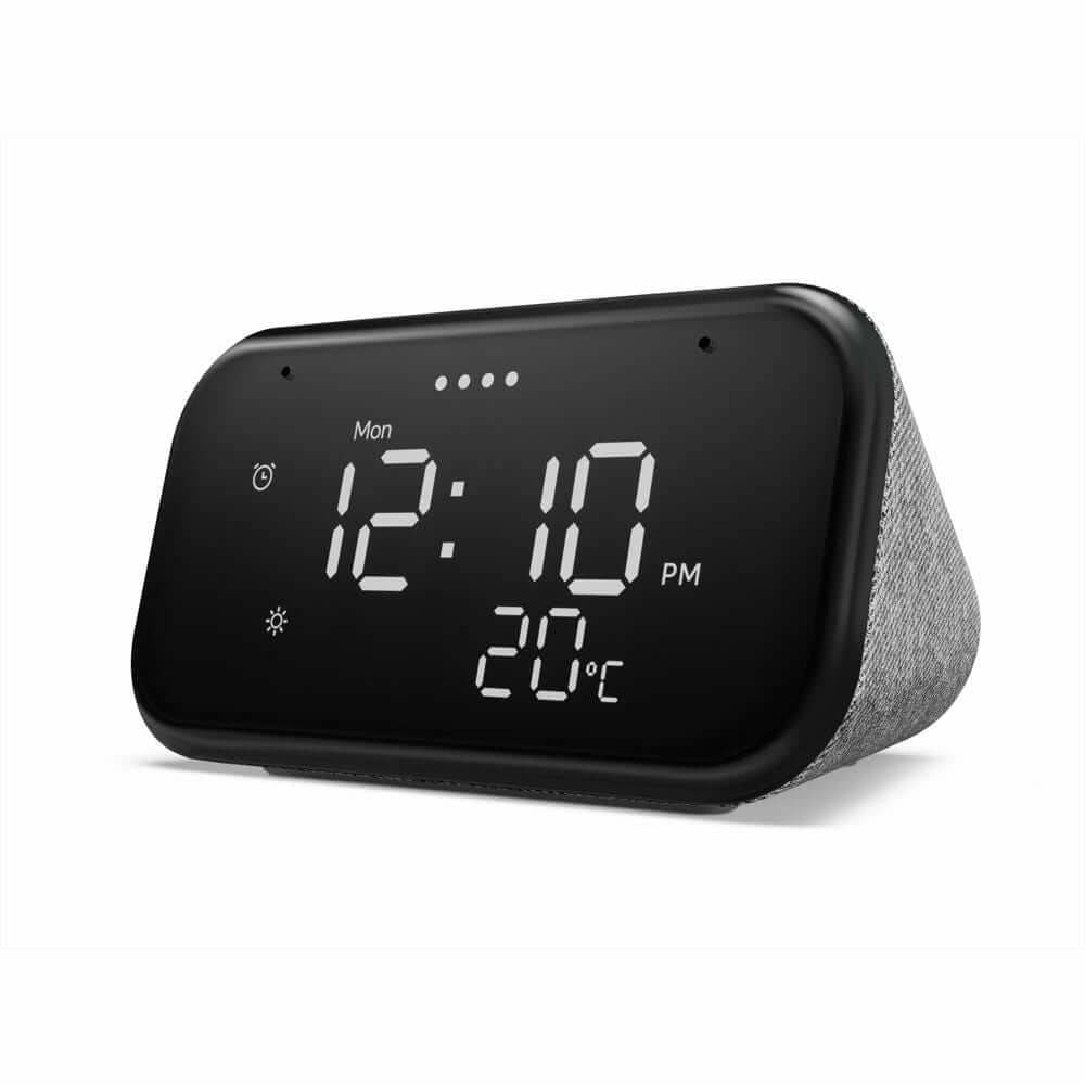 LENOVO Réveil Assistant vocal Smart Clock - Textile gris soft