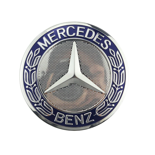 4x Cache Moyeu Mercedes 75mm Gris et bleu Logo Centre Roue jante Embleme